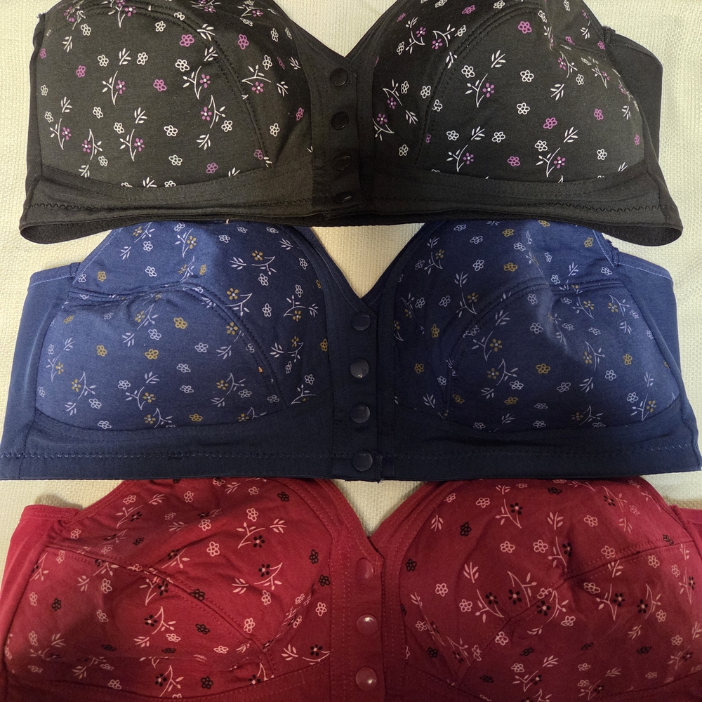 Floral Women's Bra Set - Black, Blue, Red Size 2XL
